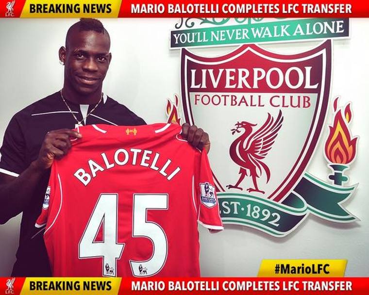 L&#39;ufficializzazione dell&#39;arrivo di Mario Balotelli sul sito del Liverpool. Twitter